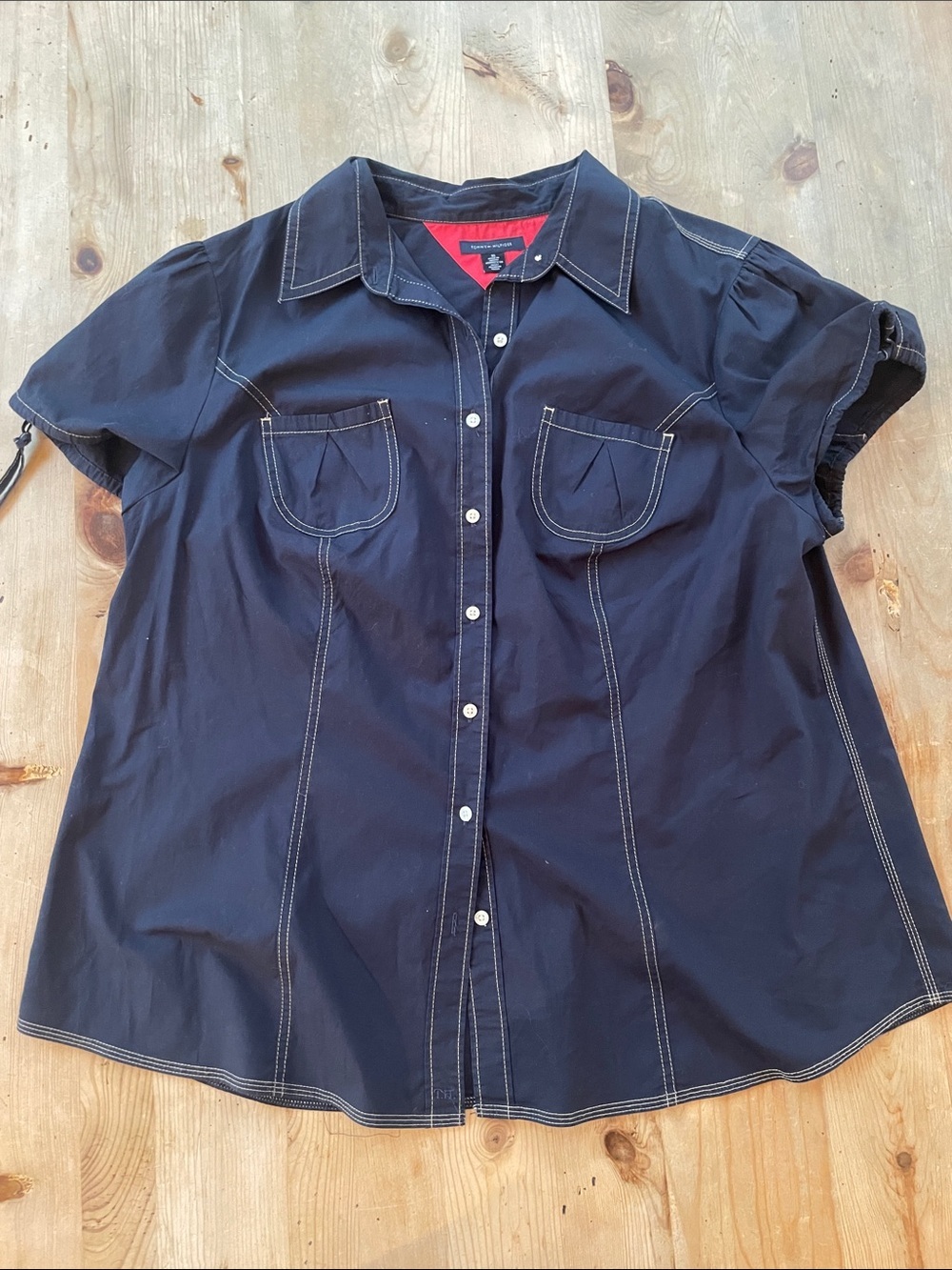 Tommy Hilfiger Navy Shirt with Contrasting Trim